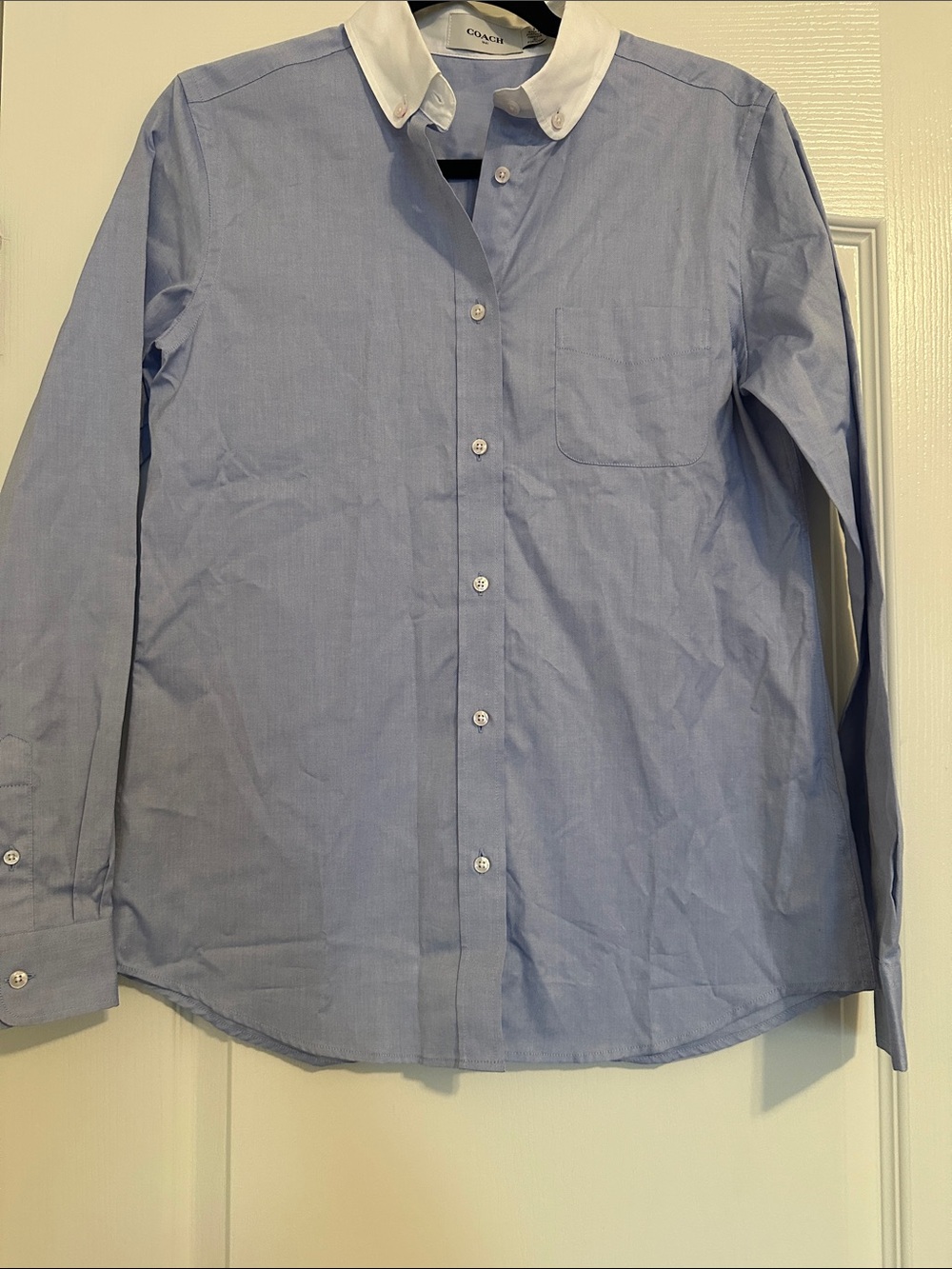 Coach Light Blue Dress Shirt with White Contrast Collar